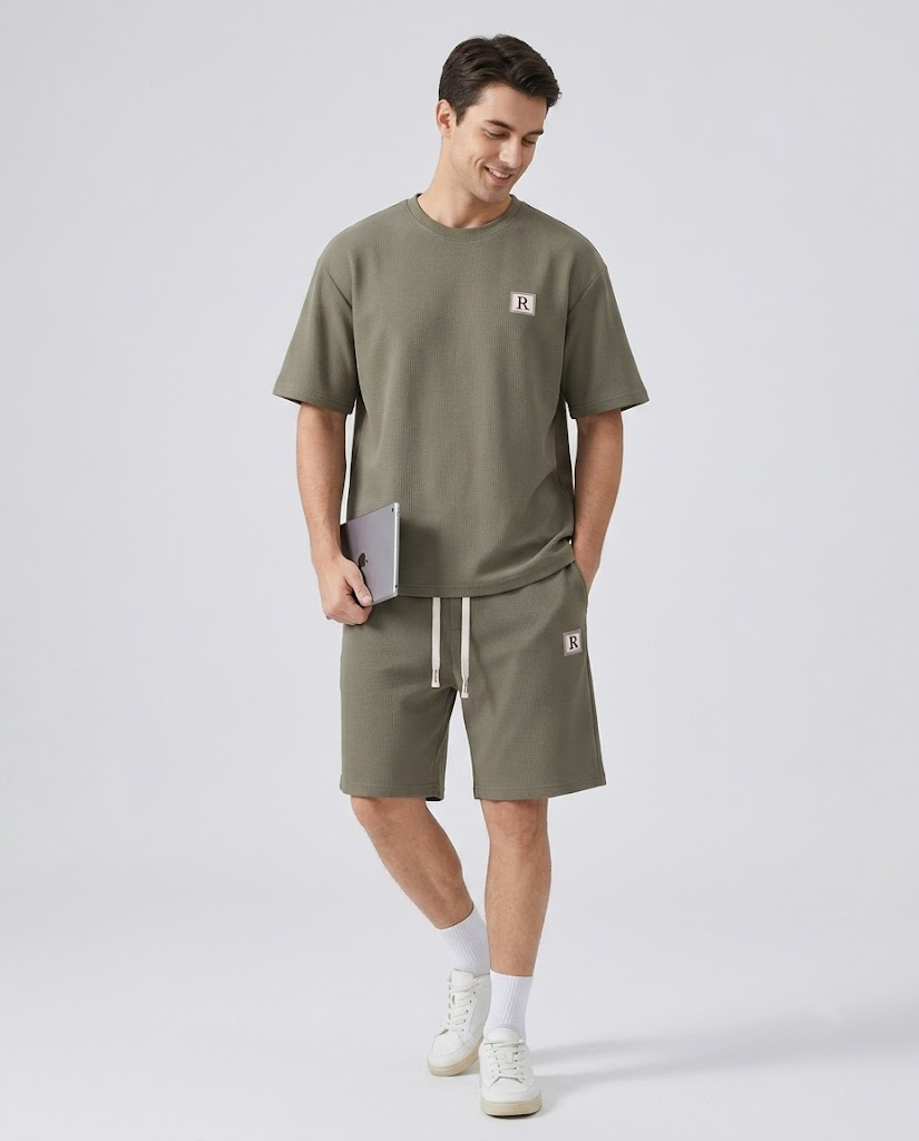 Mens Summer Two-Piece Short Set Lightweight Casual Tee & Shorts Casual Tracksuit (Sizes M-3XL)