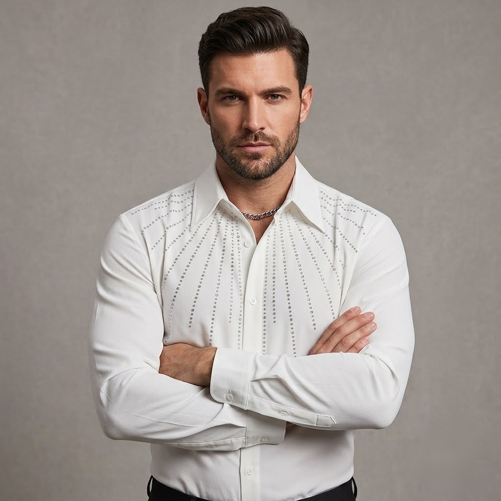 Men's High-End Starburst Rhinestone Luxury Shirt
