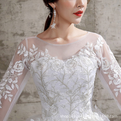 Suzhou wedding dress bride sleeve wedding dress thin and thin, plus size simple tiger hill Korean style African foreign trade real shot