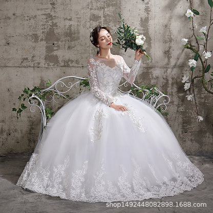 Suzhou wedding dress bride sleeve wedding dress thin and thin, plus size simple tiger hill Korean style African foreign trade real shot