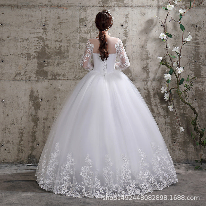 Suzhou wedding dress bride sleeve wedding dress thin and thin, plus size simple tiger hill Korean style African foreign trade real shot