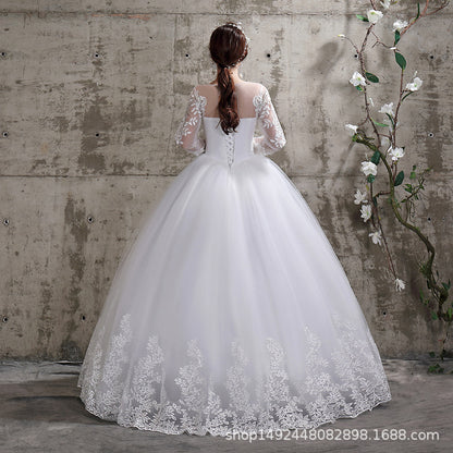 Suzhou wedding dress bride sleeve wedding dress thin and thin, plus size simple tiger hill Korean style African foreign trade real shot