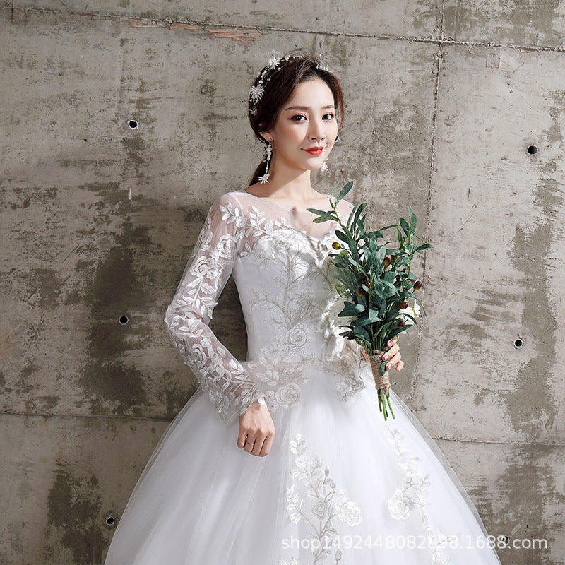Suzhou wedding dress bride sleeve wedding dress thin and thin, plus size simple tiger hill Korean style African foreign trade real shot
