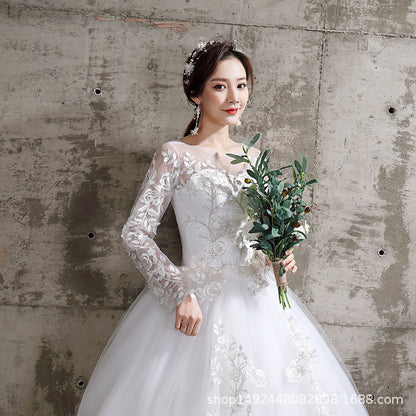 Suzhou wedding dress bride sleeve wedding dress thin and thin, plus size simple tiger hill Korean style African foreign trade real shot