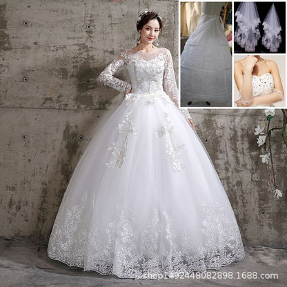Suzhou wedding dress bride sleeve wedding dress thin and thin, plus size simple tiger hill Korean style African foreign trade real shot