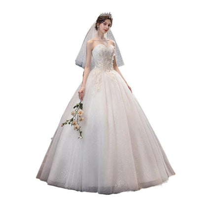 Wedding dress 2026 new bridal bandeau elegant trailing tail slimming simple and generous wedding when going out with a silk forest light wedding dress