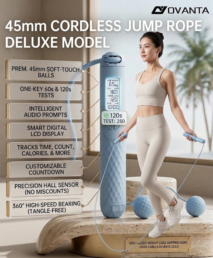Ovanda Cordless Weighted Smart Jump Rope with Intelligent Counting