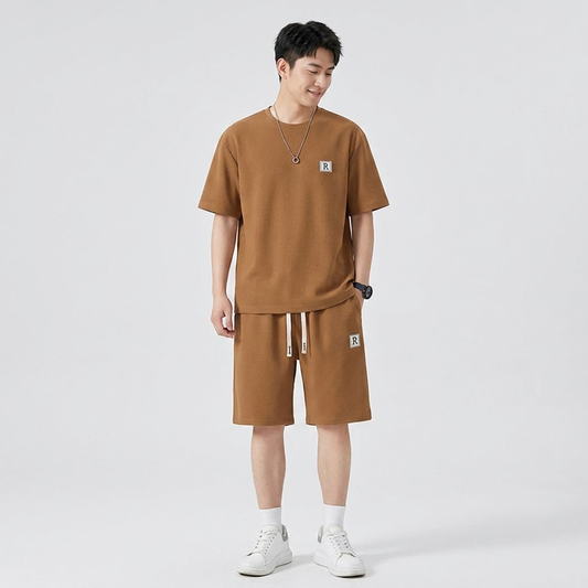 Mens Summer Two-Piece Short Set  Lightweight Casual