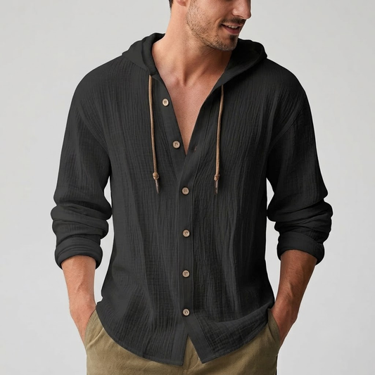 The Coastal Linen Hoodie - Lightweight Summer Button-Up