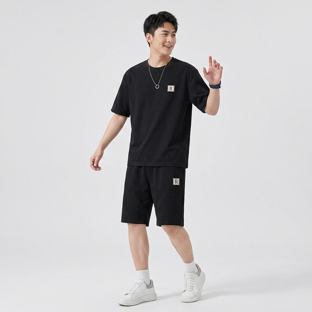Mens Summer Two-Piece Short Set  Lightweight Casual Tee & Shorts Casual Tracksuit (Sizes M-3XL)