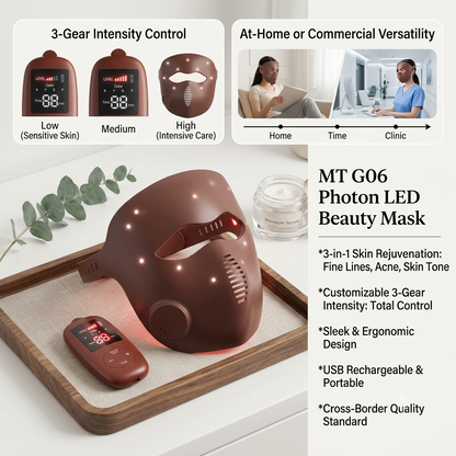 MT Advanced 3-Gear LED Photon Therapy Mask | Anti-Wrinkle, Acne Removal & Skin Brightening Device