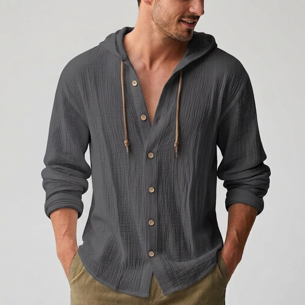 The Coastal Linen Hoodie - Lightweight Summer Button-Up