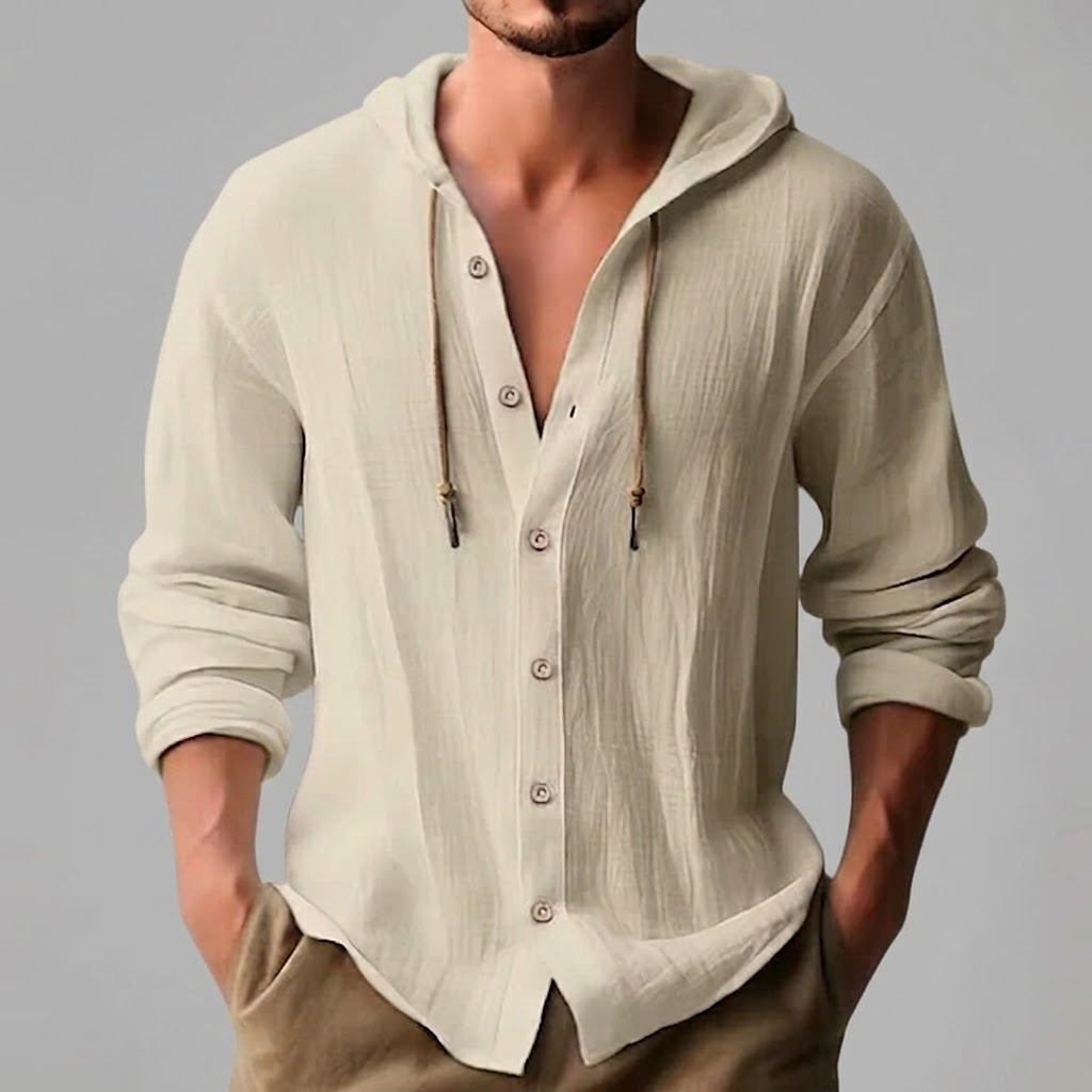 The Coastal Linen Hoodie - Lightweight Summer Button-Up