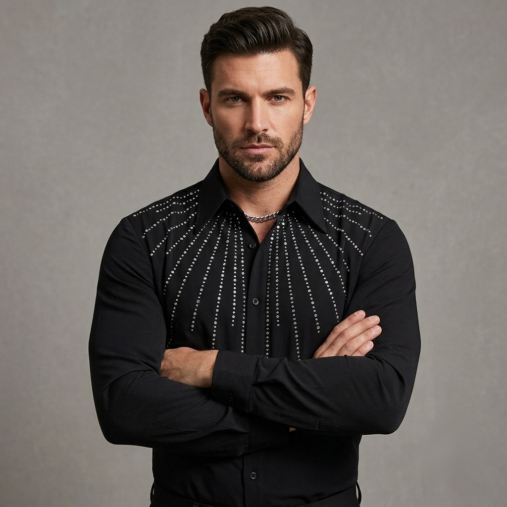 Men's High-End Starburst Rhinestone Luxury Shirt