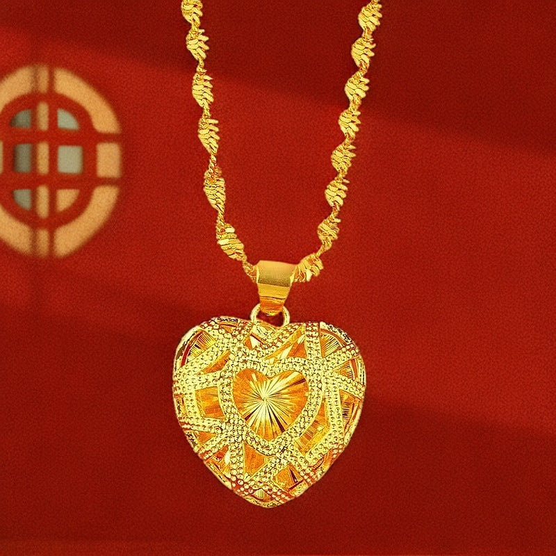 Best-selling Vietnamese sand gold lucky bag, wealth flower pendant, collarbone chain, heart rose necklace, copper gold-plated clover necklace
