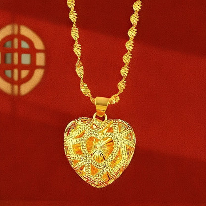Best-selling Vietnamese sand gold lucky bag, wealth flower pendant, collarbone chain, heart rose necklace, copper gold-plated clover necklace