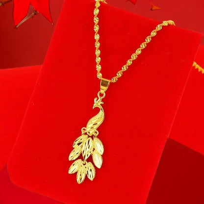 Best-selling Vietnamese sand gold lucky bag, wealth flower pendant, collarbone chain, heart rose necklace, copper gold-plated clover necklace