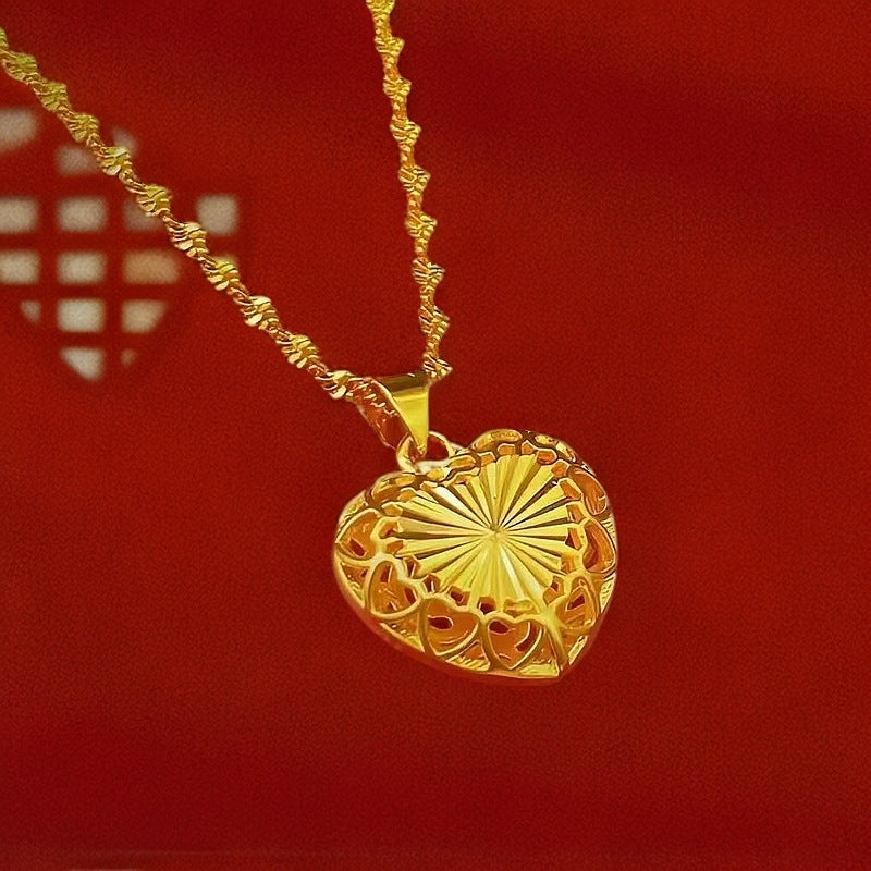 Best-selling Vietnamese sand gold lucky bag, wealth flower pendant, collarbone chain, heart rose necklace, copper gold-plated clover necklace