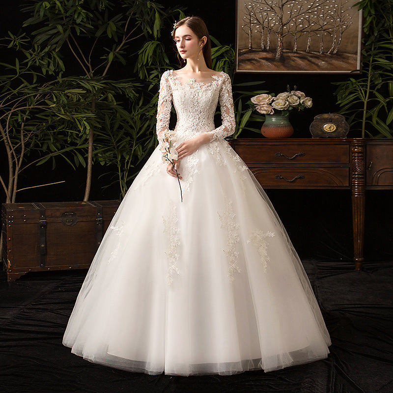 Forest main wedding dress 2026 new bridal elegance princess style long-sleeve minimalist slimming dreamy high-end light bridal dress