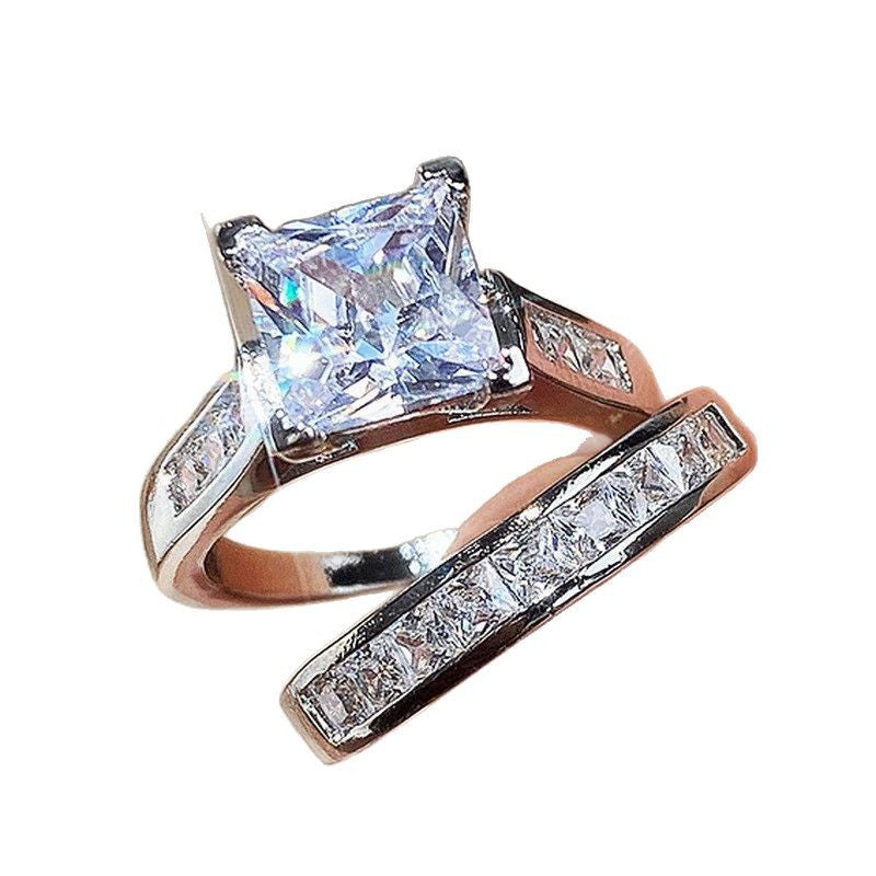 Sanjie cross-border AliExpress explosive women's square diamond zircon ring ring hot sale foreign trade ring jewelry wholesale