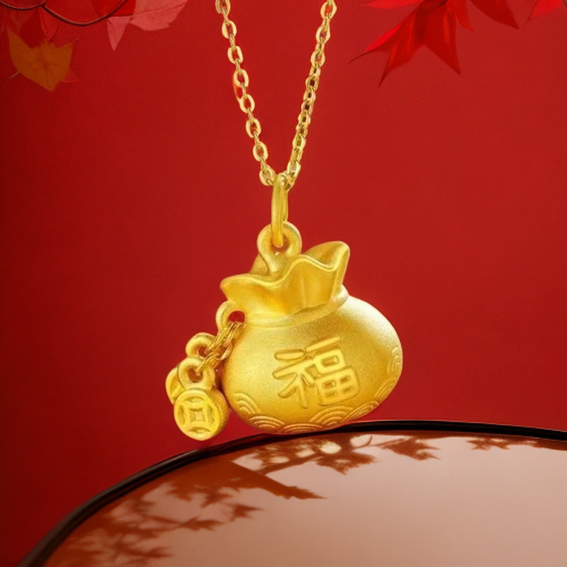Best-selling Vietnamese sand gold lucky bag, wealth flower pendant, collarbone chain, heart rose necklace, copper gold-plated clover necklace