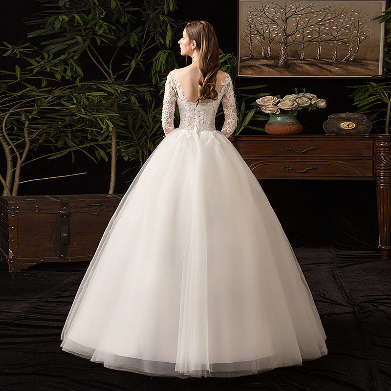 Forest main wedding dress 2026 new bridal elegance princess style long-sleeve minimalist slimming dreamy high-end light bridal dress