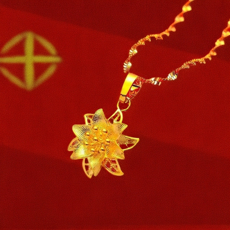 Best-selling Vietnamese sand gold lucky bag, wealth flower pendant, collarbone chain, heart rose necklace, copper gold-plated clover necklace