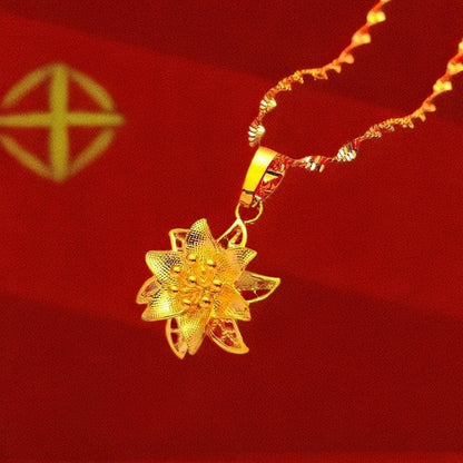 Best-selling Vietnamese sand gold lucky bag, wealth flower pendant, collarbone chain, heart rose necklace, copper gold-plated clover necklace