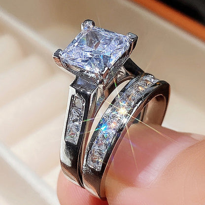 Sanjie cross-border AliExpress explosive women's square diamond zircon ring ring hot sale foreign trade ring jewelry wholesale