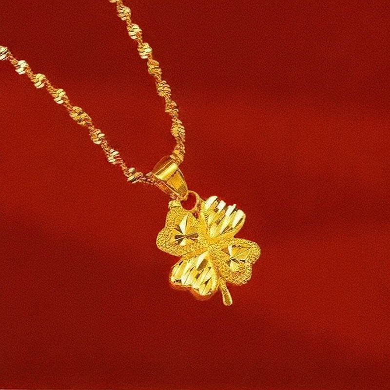 Best-selling Vietnamese sand gold lucky bag, wealth flower pendant, collarbone chain, heart rose necklace, copper gold-plated clover necklace