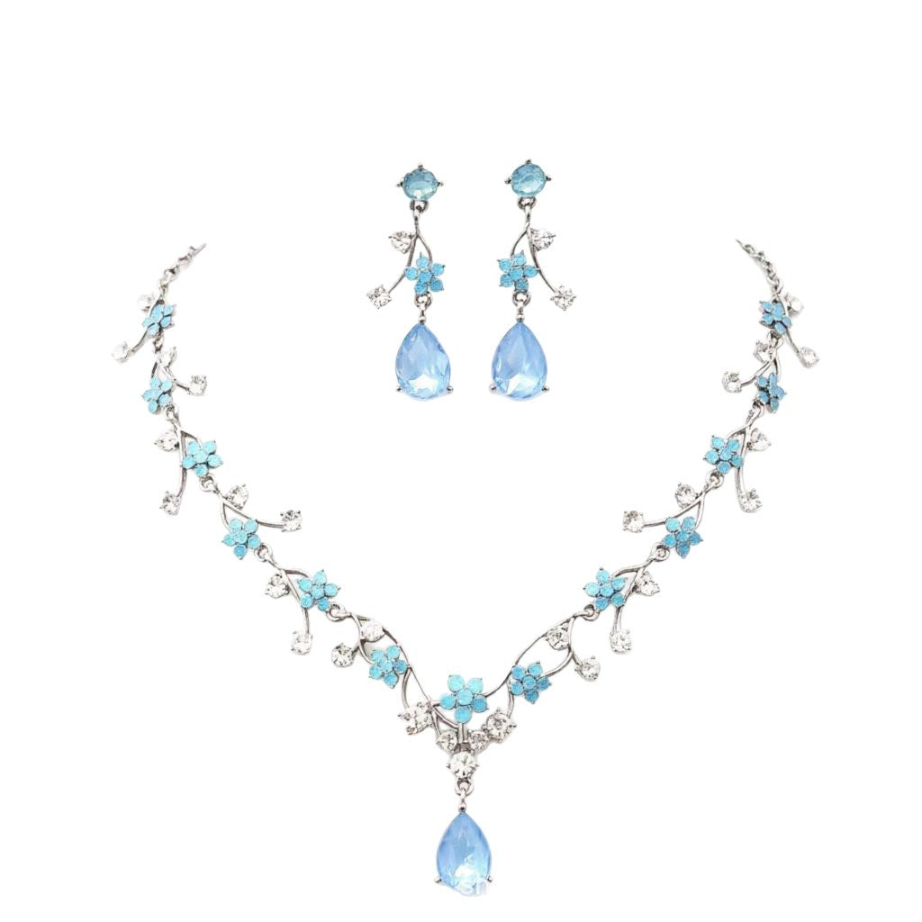 New fashion temperament flower zircon super flash necklace earring set bridal dress necklace jewelry in stock wholesale