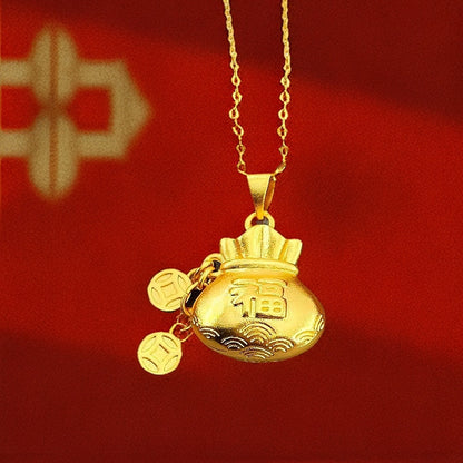 Best-selling Vietnamese sand gold lucky bag, wealth flower pendant, collarbone chain, heart rose necklace, copper gold-plated clover necklace