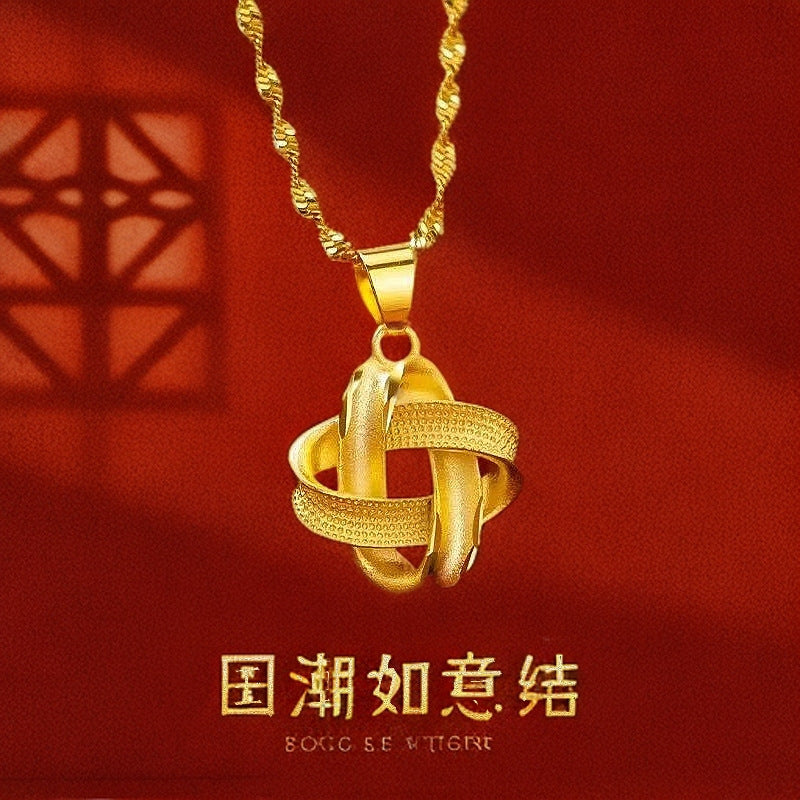 Best-selling Vietnamese sand gold lucky bag, wealth flower pendant, collarbone chain, heart rose necklace, copper gold-plated clover necklace