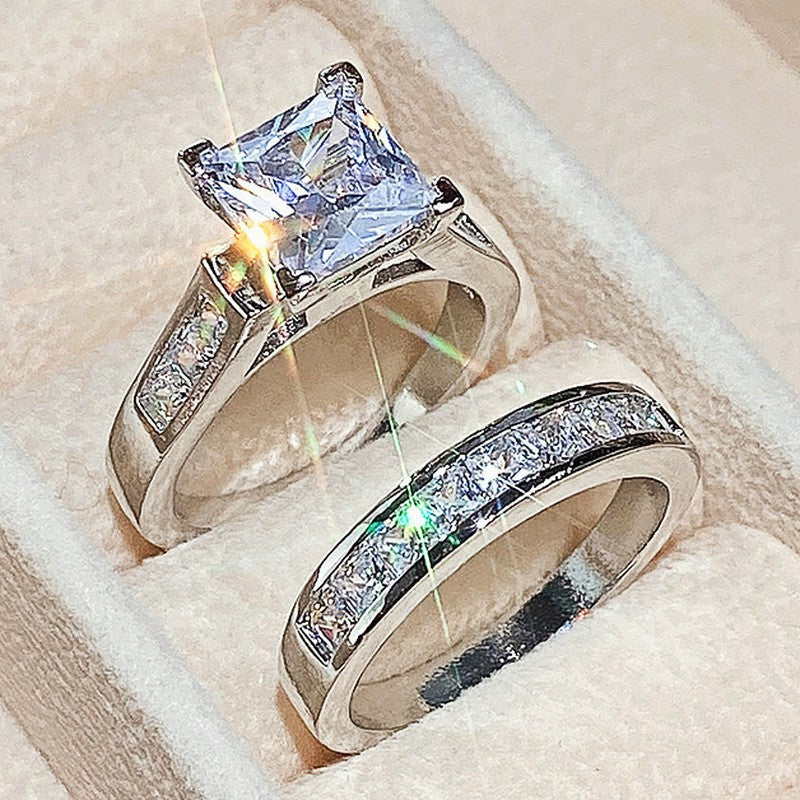 Sanjie cross-border AliExpress explosive women's square diamond zircon ring ring hot sale foreign trade ring jewelry wholesale