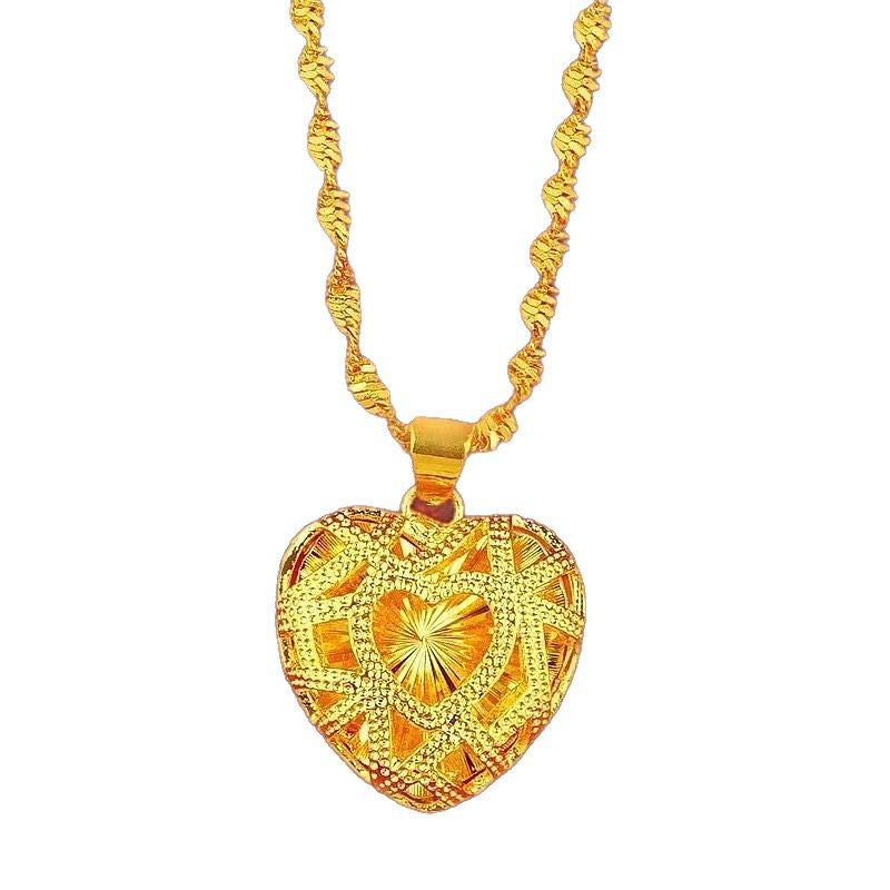 Best-selling Vietnamese sand gold lucky bag, wealth flower pendant, collarbone chain, heart rose necklace, copper gold-plated clover necklace