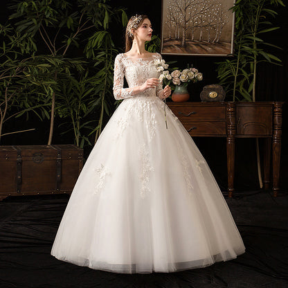 Forest main wedding dress 2026 new bridal elegance princess style long-sleeve minimalist slimming dreamy high-end light bridal dress