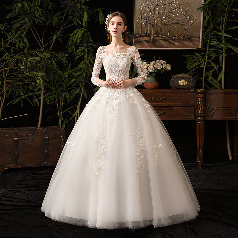 Forest main wedding dress 2026 new bridal elegance princess style long-sleeve minimalist slimming dreamy high-end light bridal dress