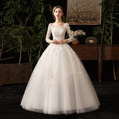Forest main wedding dress 2026 new bridal elegance princess style long-sleeve minimalist slimming dreamy high-end light bridal dress