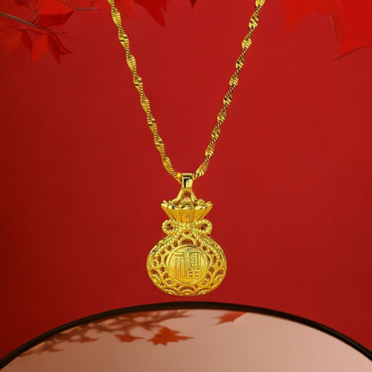 Best-selling Vietnamese sand gold lucky bag, wealth flower pendant, collarbone chain, heart rose necklace, copper gold-plated clover necklace