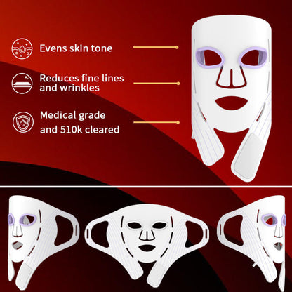 7-Color LED Photon Light Therapy Face Mask  Silicone 7-in-1 Red Blue Light Beauty Device