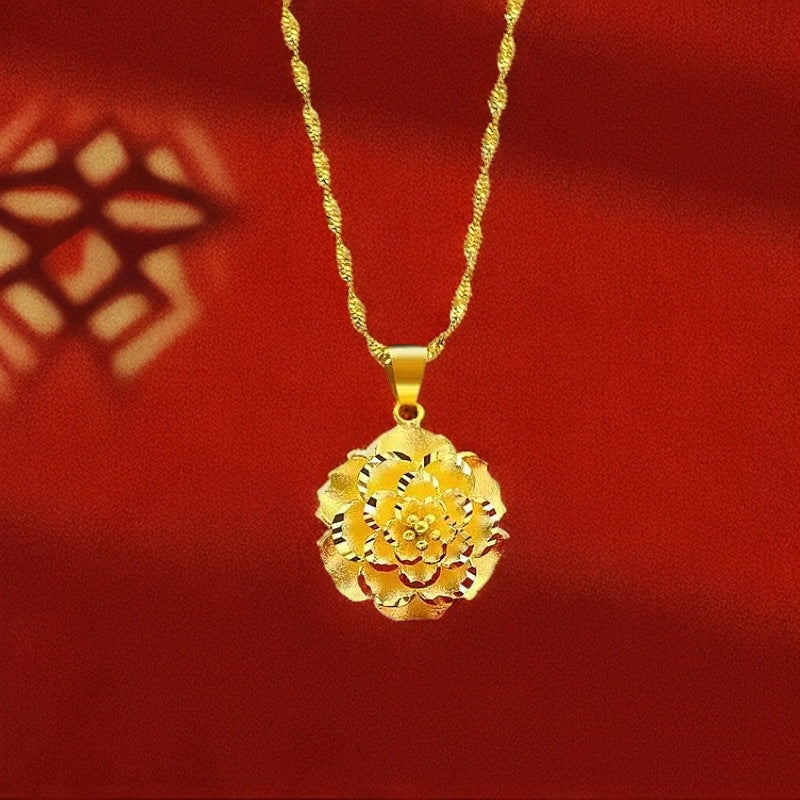 Best-selling Vietnamese sand gold lucky bag, wealth flower pendant, collarbone chain, heart rose necklace, copper gold-plated clover necklace