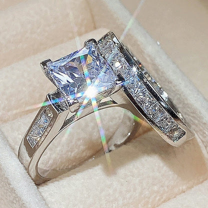 Sanjie cross-border AliExpress explosive women's square diamond zircon ring ring hot sale foreign trade ring jewelry wholesale