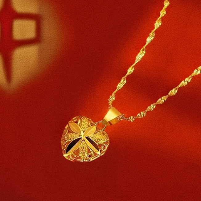 Best-selling Vietnamese sand gold lucky bag, wealth flower pendant, collarbone chain, heart rose necklace, copper gold-plated clover necklace