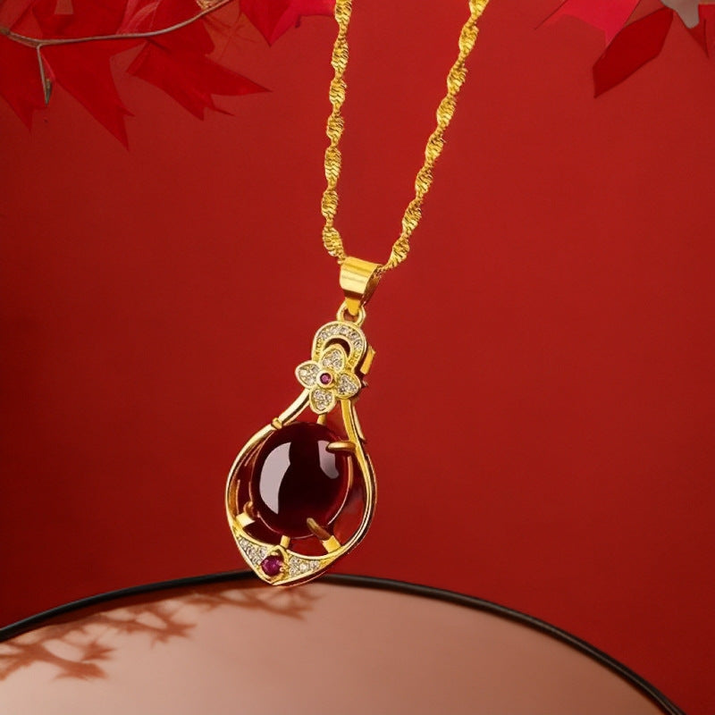 Best-selling Vietnamese sand gold lucky bag, wealth flower pendant, collarbone chain, heart rose necklace, copper gold-plated clover necklace