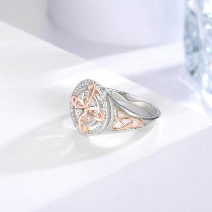 Cross-border hot-selling two-color zircon ring jewelry niche design temperament versatile high-end ring ring bracelet women