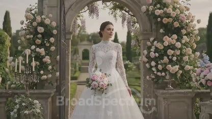 Elegance Illusion Mesh High-Waist Wedding Gown